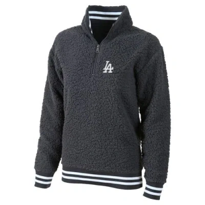 G-iii 4her By Carl Banks Gray Los Angeles Dodgers Play Action Sherpa Fleece Quarter-zip Jacket