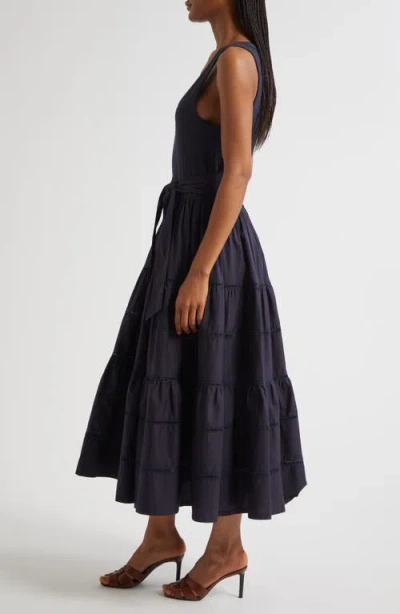 Cinq À Sept Zuri Sleeveless Tiered Maxi Dress In Blue