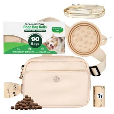 Puppington Walk Star Kit 3-in-1 Dog Walk Bag, Bowl, & Leash Plus Matching 90 Refill Dog Poop Bags