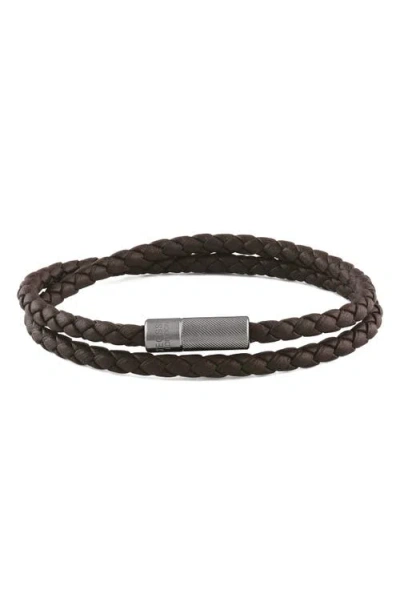 Tateossian Pop Rigato Braided Leather Bracelet In Brown