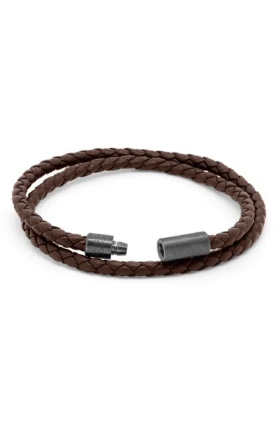 Tateossian Pop Rigato Braided Leather Bracelet In Brown