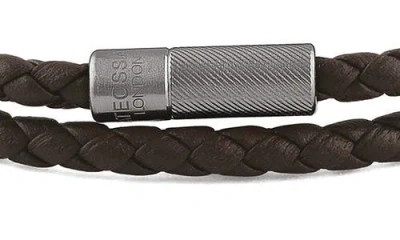 Tateossian Pop Rigato Braided Leather Bracelet In Brown