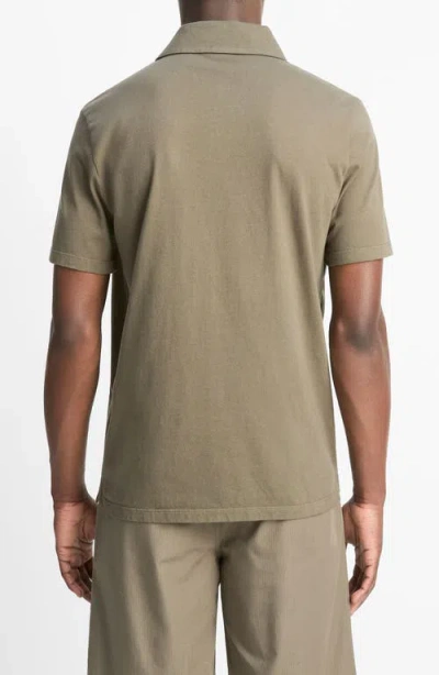 Vince Regular Fit Garment Dyed Cotton Polo In Green