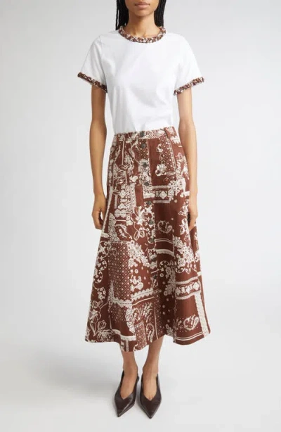 Cinq À Sept Print A-line Midi Skirt