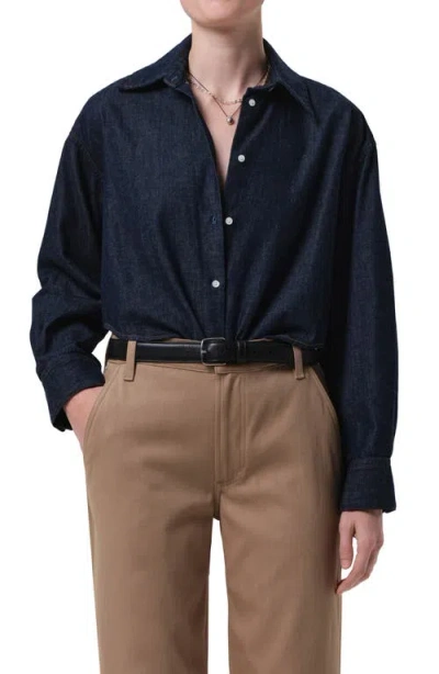 Citizen Of Humanity Citizens Of Humanity Ana Crop Denim Button-up Shirt In Black