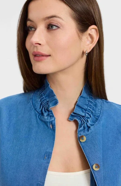 Foxcroft Carolina Denim Button-up Shirt In Blue