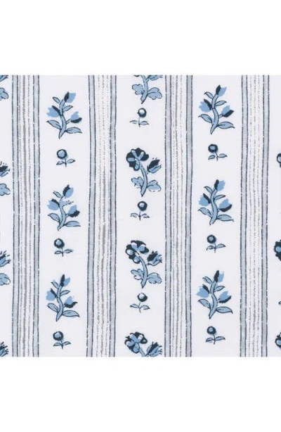 Matouk Cabanon Stripe 500 Thread Count Cotton Percale Flat Sheet In Blue