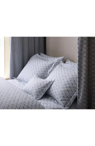 Matouk Cabanon Stripe 500 Thread Count Cotton Percale Flat Sheet In Blue