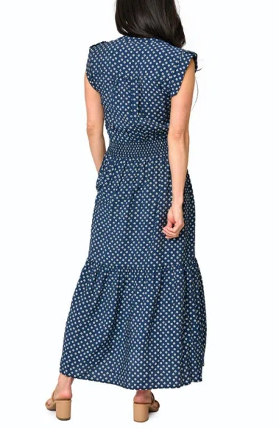 Gibsonlook Bohemian Smock Waist Maxi Dress In Blue