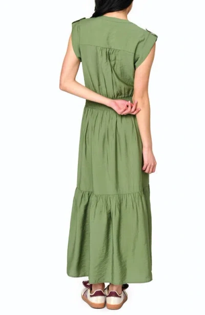 Gibsonlook Bohemian Smock Waist Maxi Dress In Green