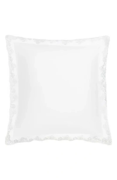 Matouk Lace Piqué Cotton Euro Sham In White