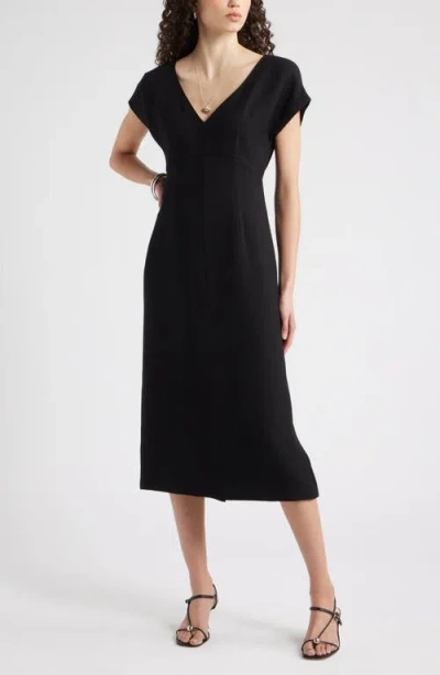 Nordstrom Textured Sheath Midi Dress In Black