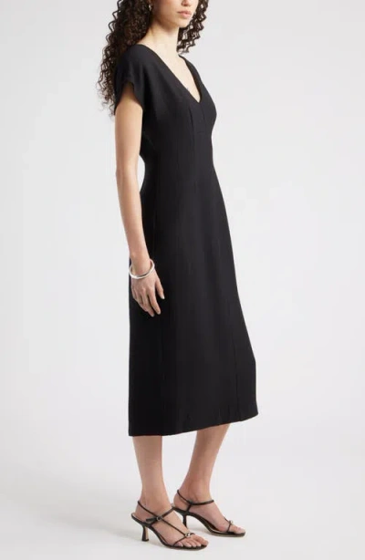 Nordstrom Textured Sheath Midi Dress In Black