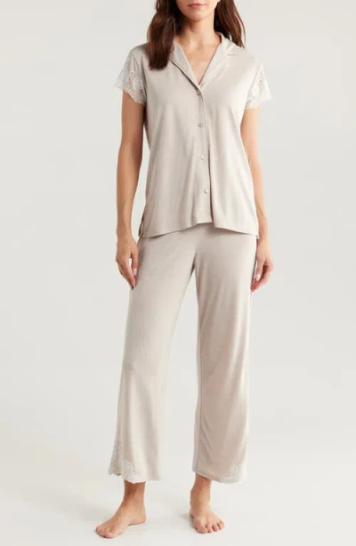 Natori Shangri-lace Short Sleeve Shirt & Pants Pajama 2-piece Set