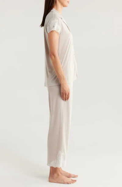 Natori Shangri-lace Short Sleeve Shirt & Pants Pajama 2-piece Set