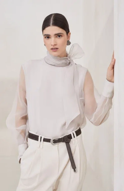 Brunello Cucinelli Pussybow Blouse With Monili