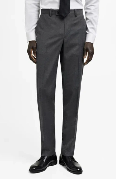 Mango Slim Fit Tech Fabric Pants In Black