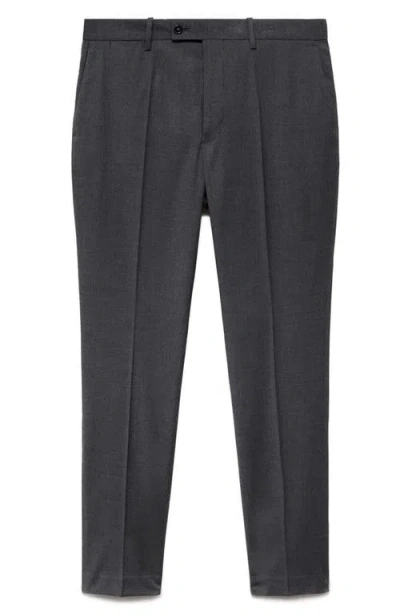 Mango Slim Fit Tech Fabric Pants In Black