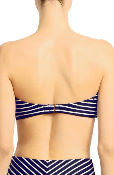 Robin Piccone Parker Stripe Bandeau Bikini Top In Blue