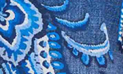 Foxcroft Hampton Paisley Print Cotton Poplin Button-up Shirt In Blue