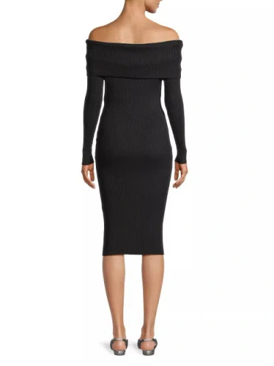 Emilia George Carrie Off Shoulder Knit Dress In Black