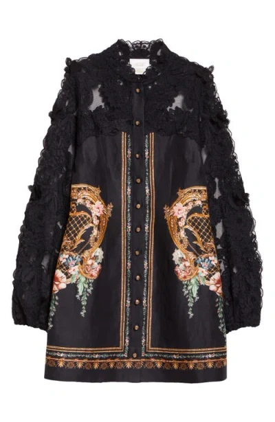 Camilla Noble Endeavours Lace Sleeve Mini Dress In Black