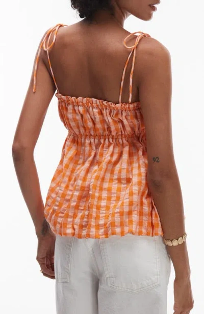 Topshop Cotton Gingham Babydoll Camisole In Multi