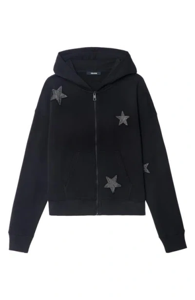 Zadig & Voltaire Knitwear With Hooded Design And Star Embellishments In Black