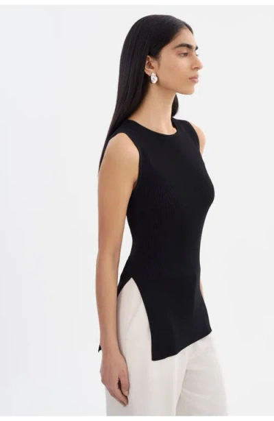 Lamarque Milou | Rib Knit Sleeveless Top In Black
