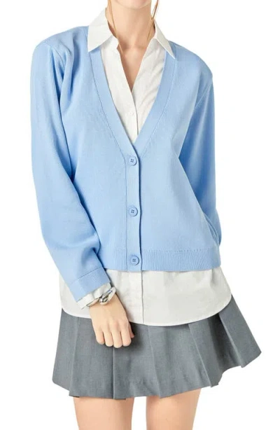 English Factory Mixed Media Button-up Shirt In Blue