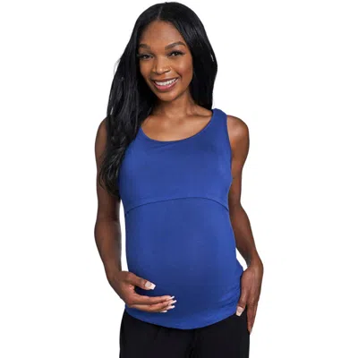 Everly Grey Kara During & After Maternity/nursing Tank In Blue