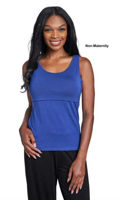 Everly Grey Kara During & After Maternity/nursing Tank In Blue