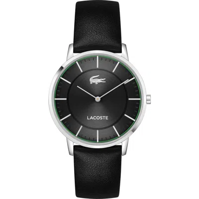 Lacoste Crocorigin Black Leather Strap Watch, 40mm