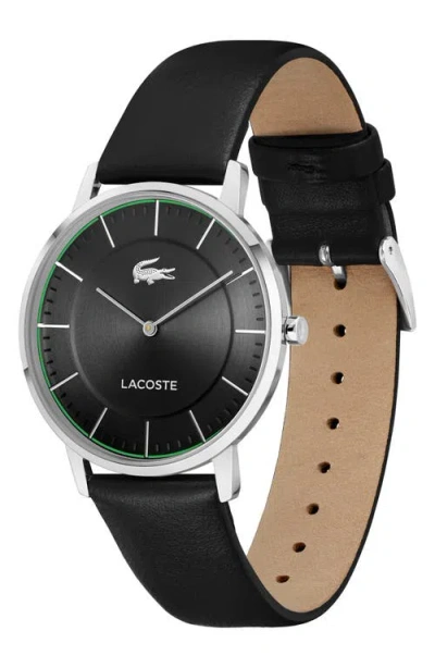 Lacoste Crocorigin Black Leather Strap Watch, 40mm