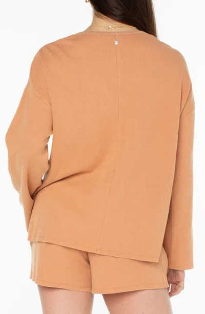 Roxy Weekend Story Long Sleeve Cotton Blend Henley In Brown