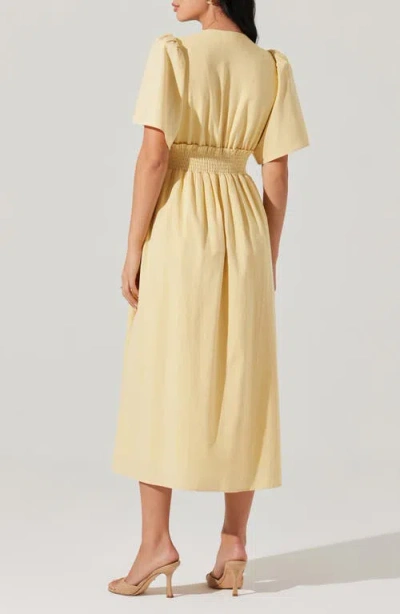 Astr The Label Hadleigh Scallop Detail Cotton Blend Midi Dress In Gold