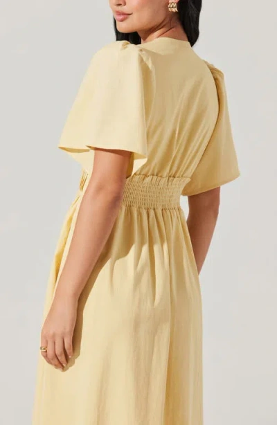 Astr The Label Hadleigh Scallop Detail Cotton Blend Midi Dress In Gold