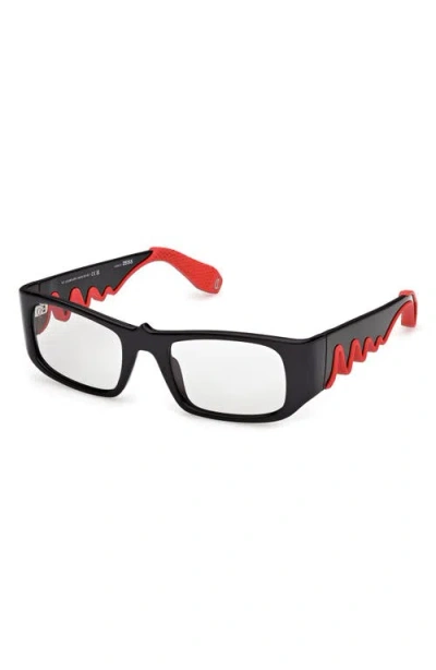 Christian Louboutin 53mm Loubishark Rectangular Sunglasses In Black