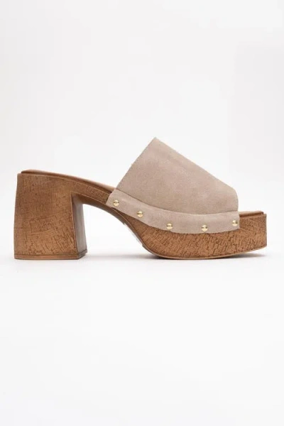 Forever & Always Shoes Pull Leather Platform Mules In Neutral