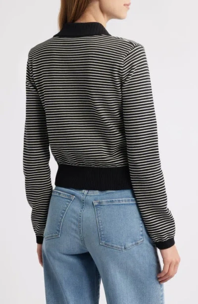 Frame Womens Black Multi Graduate Striped Cotton-knit Polo Jumper In Black