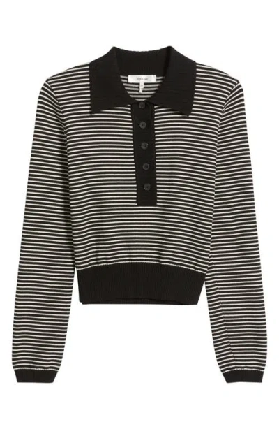 Frame Womens Black Multi Graduate Striped Cotton-knit Polo Jumper In Black