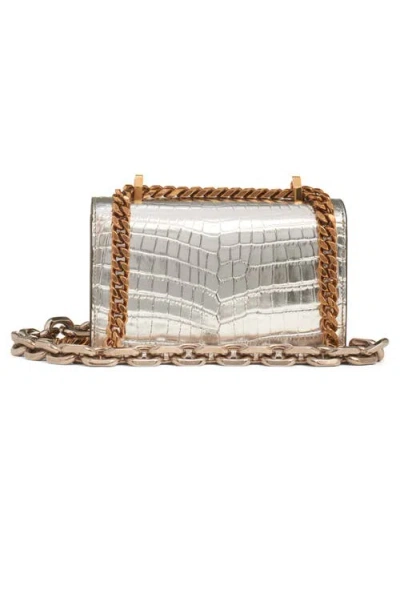 Alexander Mcqueen Mcqueen Mini Jeweled Croc Embossed Leather Satchel