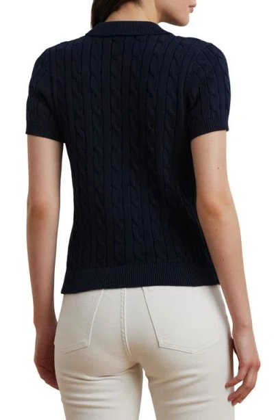Ralph Lauren Lauren  Cable Knit Cotton Polo Sweater In Black