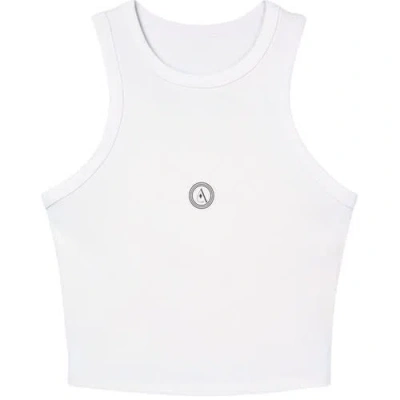 Akalia Tina Micro Rib Racer Tank Top In Solid White Blend In White
