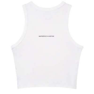 Akalia Tina Micro Rib Racer Tank Top In Solid White Blend In White