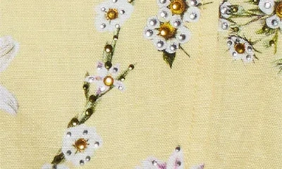 Camilla Daisy Chain Linen, Cotton & Silk Crop Corset Top In Yellow