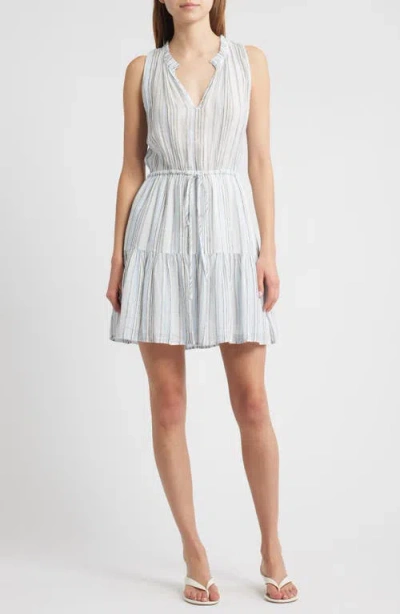 Rails Albany Stripe Tiered Linen Blend Minidress In Gray