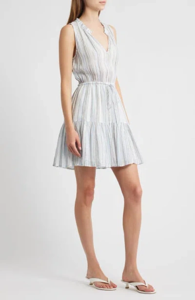 Rails Albany Stripe Tiered Linen Blend Minidress In Gray