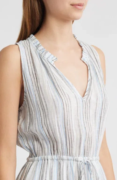 Rails Albany Stripe Tiered Linen Blend Minidress In Gray