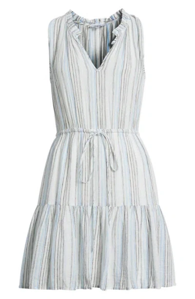 Rails Albany Stripe Tiered Linen Blend Minidress In Gray